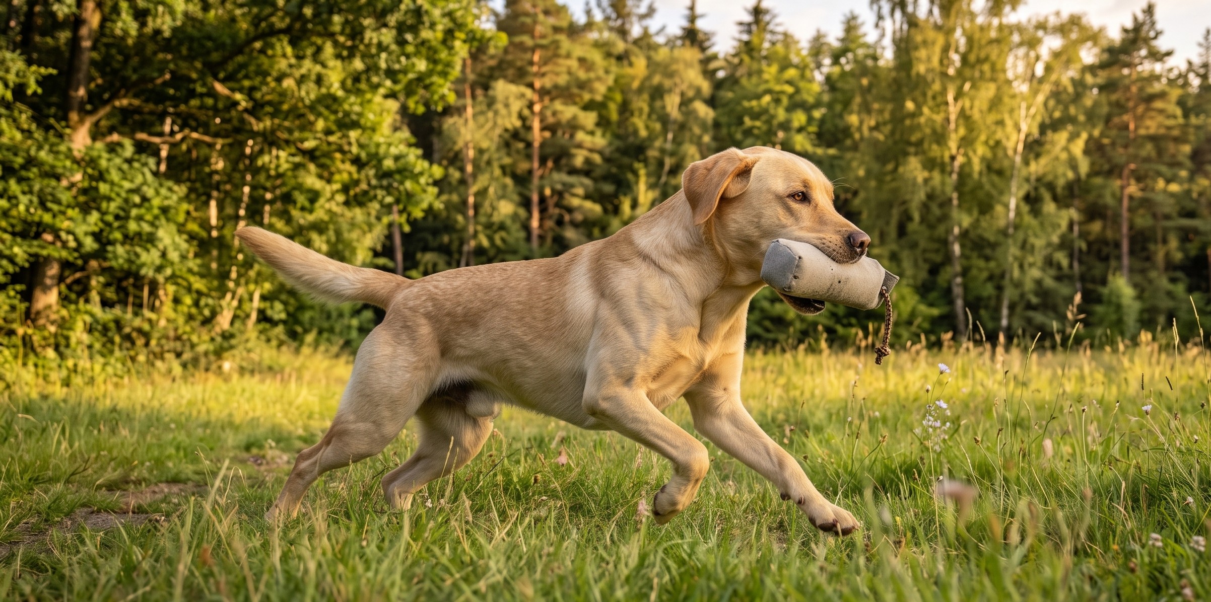 Foxred Labrador beim Dummytraining im Junghundkurs in Langenfeld bei der Hundeschule Dog Trainer Mobil in Langenfeld